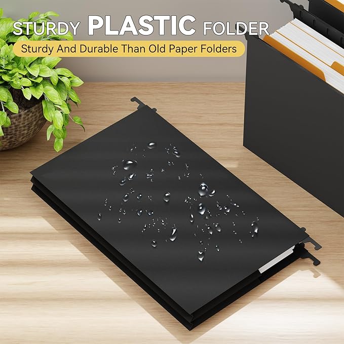 Plastic Legal Hanging File Folders Extra Capacity, Expandable Large Black - Image 2