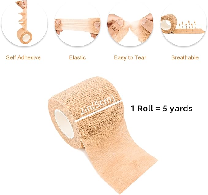 Carbou Self Adhesive Bandages Pre Wrap, Athletic Elastic Cohesive Bandage - Image 2
