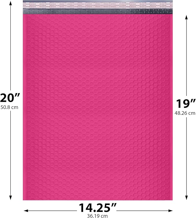 Hot Pink Extra Large Poly Bubble Mailers 14.25x20 inch #7 | Self Seal Large - Image 2