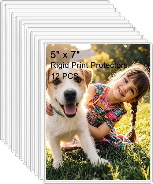 12PCS 5" x 7" Clear Rigid Card Sleeves – Waterproof Hard Plastic Protectors by DHYLRICHER