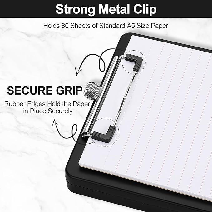 Small Clipboard with Storage, A5 Clipboards with Pen Holder, Half Letter Clip - Image 4