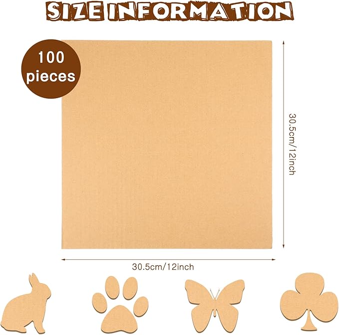 100 Pcs Corrugated Cardboard Sheets Set Corrugated Packaging Pads Paper Flat - Image 3