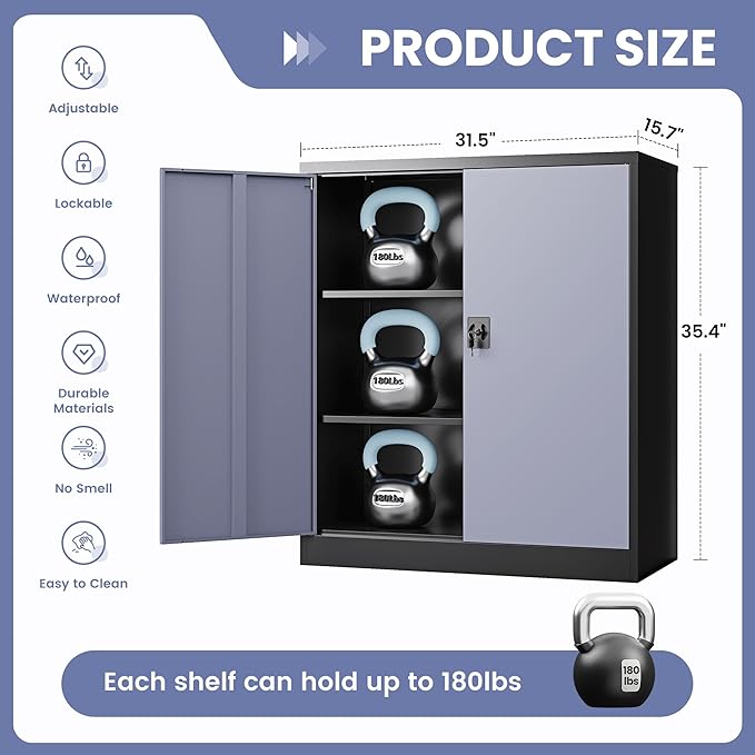 Metal Storage Cabinet, Locking File Cabinet - Image 3