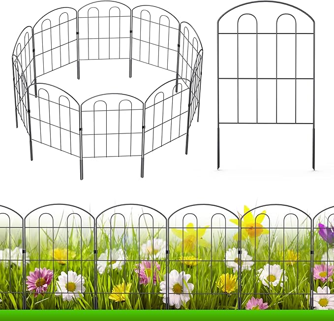 28 Pack Decorative Garden Fence Outdoor 24in x 30ft Coated Metal RustProof by NANANARDOSO