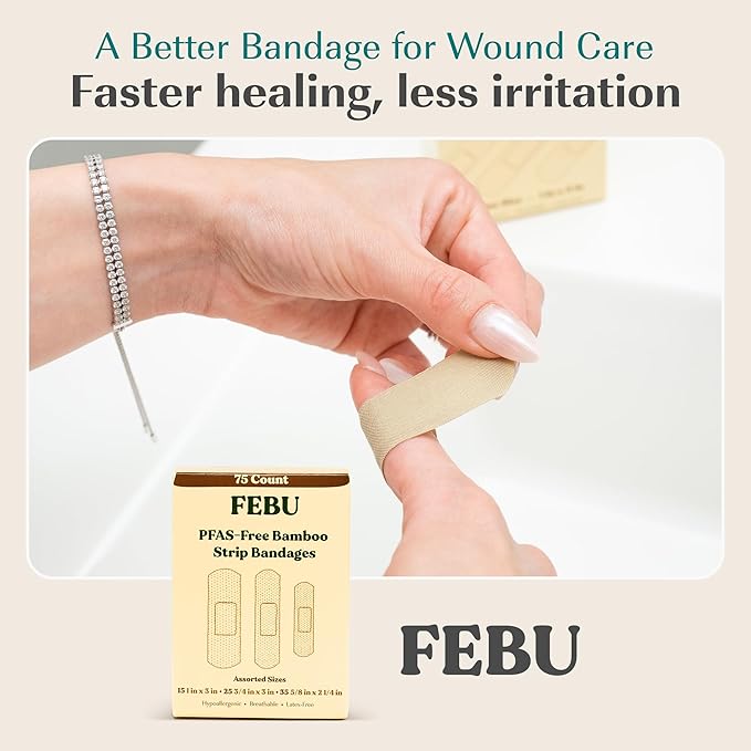 FEBU Eco-Friendly Bamboo Fabric Bandages | PFAS Free Flexible Fabric Bandages | - Image 8