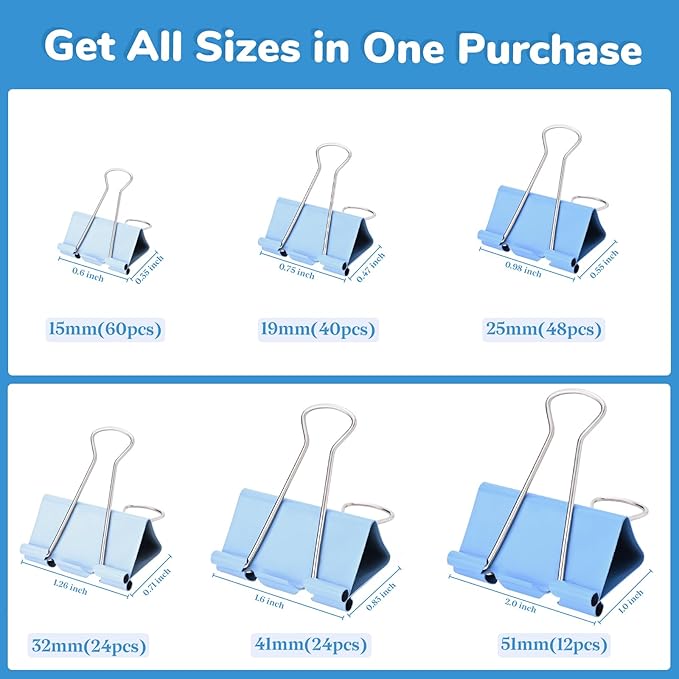 Temiary Aesthetic Binder Clips, Binding Paperwork Clamps - Image 5