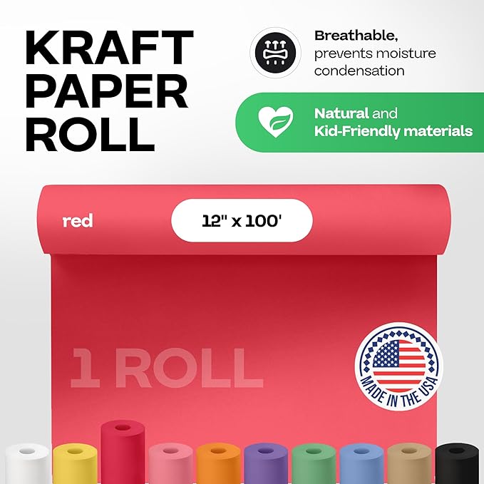 12" x 1200" Christmas Red Kraft Paper Roll - Image 2