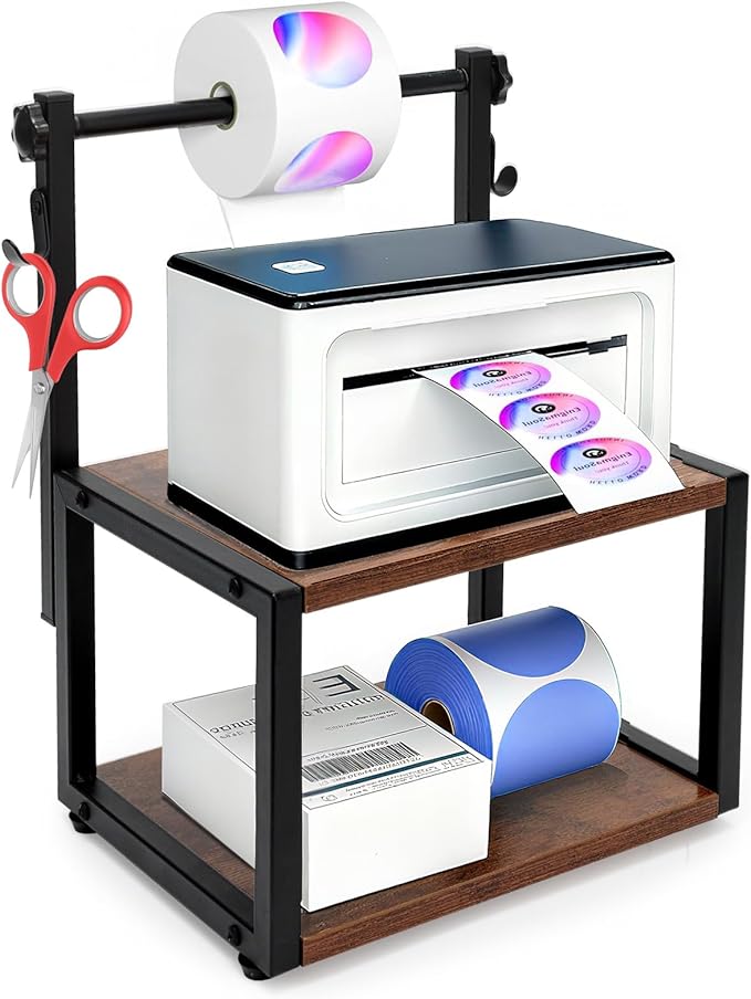 Label Holder for Rolls and Fan-Fold Labels, Wooden Sticker Dispenser for by GHWMYD