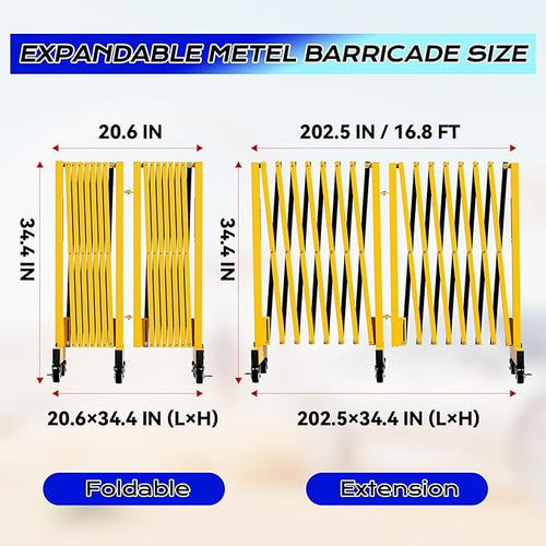 16.8FT Industrial Metal Expandable Barricade，Retractable Traffic Fence - Image 2