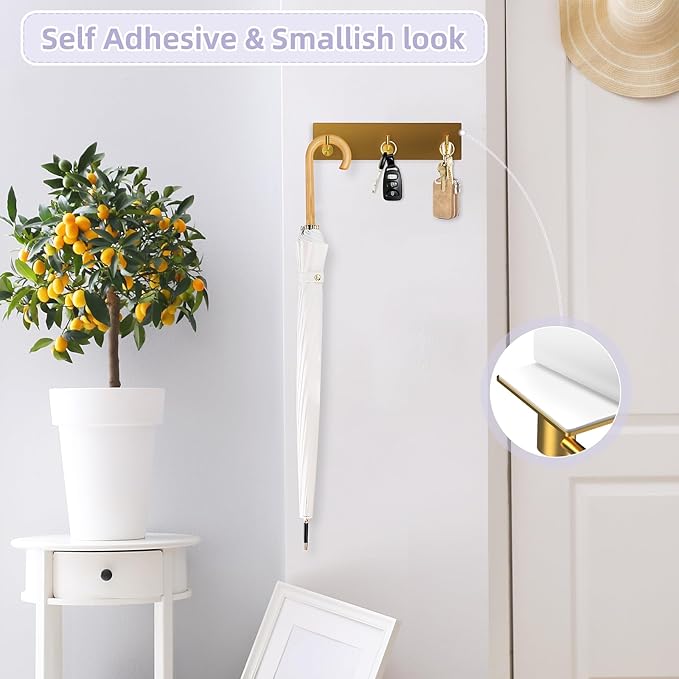 VIS'V Key Holder Wall Mount, Small Metal Self Adhesive Key Hanger - Image 2