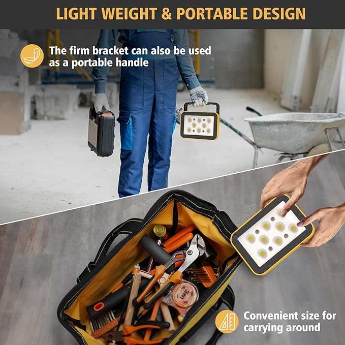 2-Pack Rechargeable Work Lights, COB Outdoor Portable LED Flood Light, Battery - Image 8