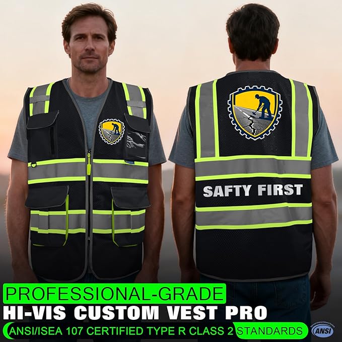 BeautyWill Safety Vest Class2 ANSI Certified Custom Logo High Visibility - Image 7