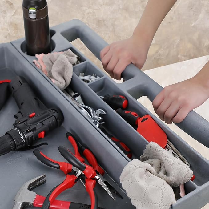 2 Tier Rolling Utility Cart on Wheels, 1000 lbs Capacity Plastic Service Cart - Image 5