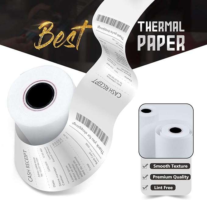 Azure Zone, Thermal Paper Rolls 2-1/4 X 50ft, 100 Rolls, Fits Most POS Machines - Image 2