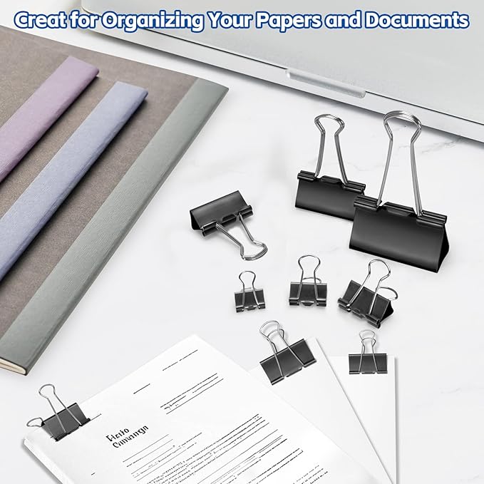 BainGesk 210 PCS Binder Clips Paper Clamps Assorted Sizes, X Large, Mini and - Image 4
