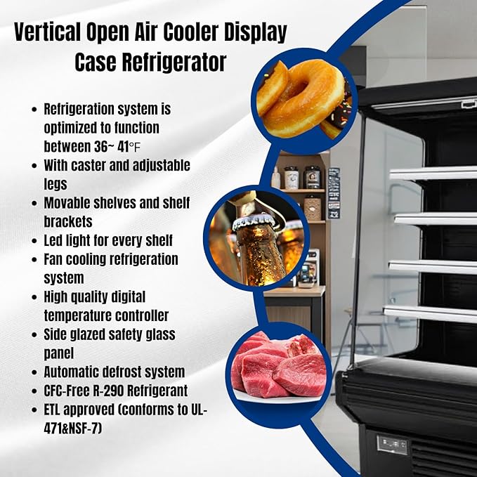 52" Display Refrigerators Open Air Food Refrigerated Display Case - Image 4
