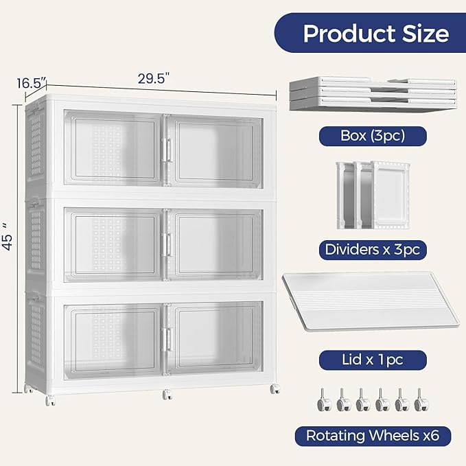 120GAL Storage Bins with Lid and Wheels, Stackable Closet Organizers and - Image 2