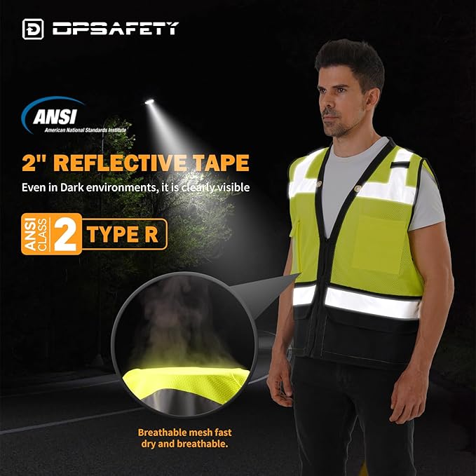 Reflective Safety vest With back plan pocket, High visibility Class 2 Heavy - Image 5