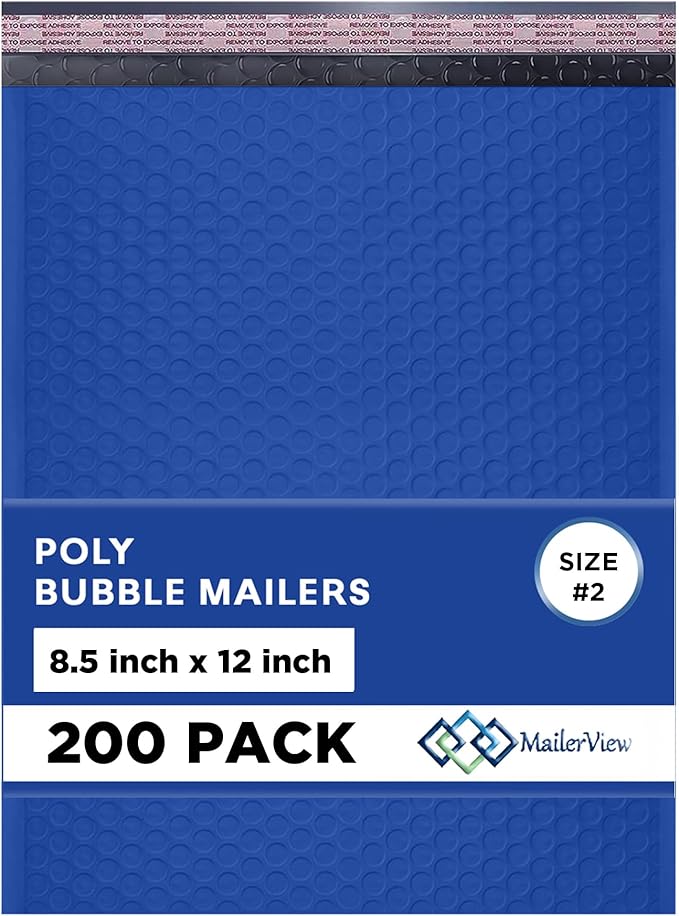 Royal Blue Poly Bubble Mailers 8.5x12 inch #2 | Self Seal Padded Envelopes | by MAILERVIEW