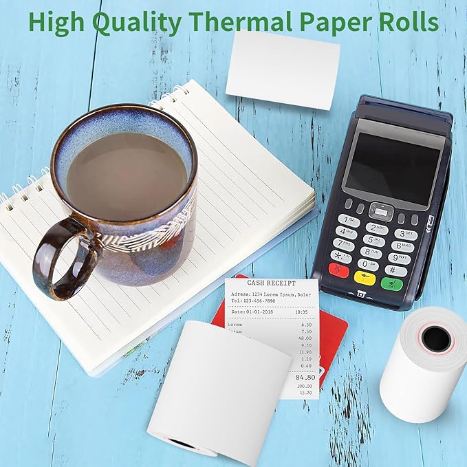 2 1/4" x 50' feet Thermal Paper, POS Cash Register Receipt Rolls, 5 Rolls - Image 5