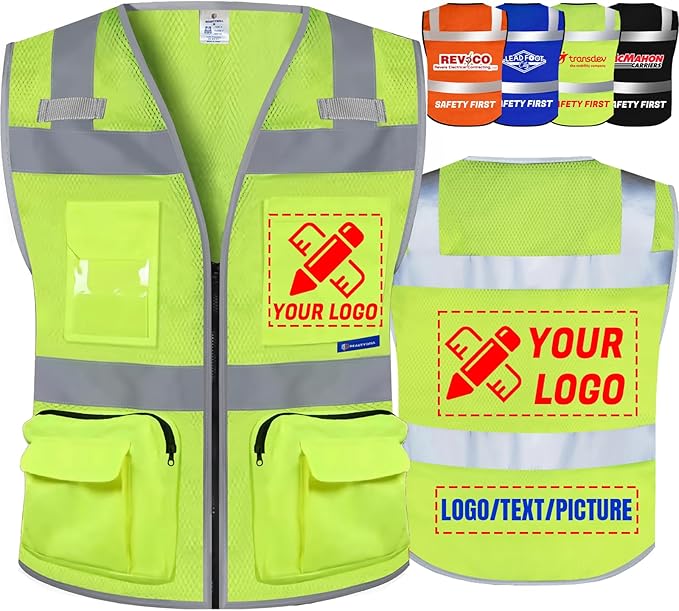 BeautyWill Custom Logo Safety Vest Mesh High Visibility Reflective Vest by BeautyWill