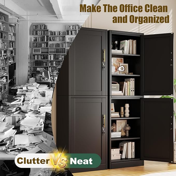 2 Door Metal Locker Cabinet, 19.7’’W Narrow Vertical Steel Storage Cabinet - Image 4