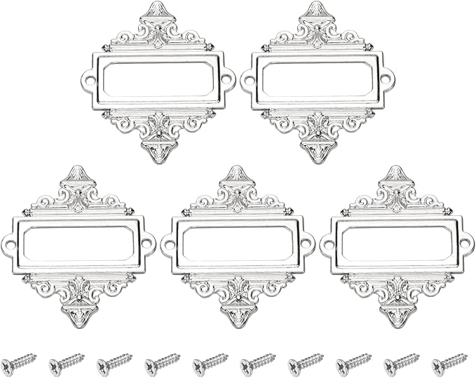 uxcell 5 Pcs Metal Label Holder, 2.2 x 2.4 Inch Small Vintage Card Frame Tag by uxcell