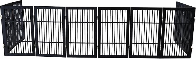 Pet Dog Gate Strong and Durable Freestanding Folding Acacia Hardwood Portable - Image 7