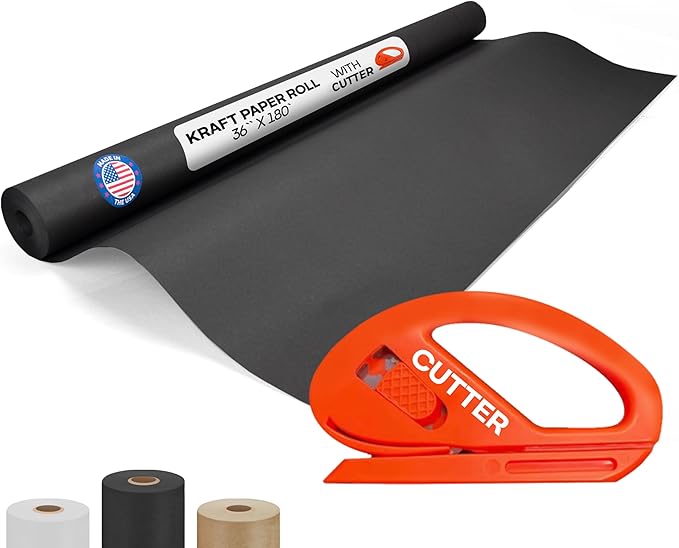 Black Kraft Paper Roll 36" x 2160" by IDLPackaging