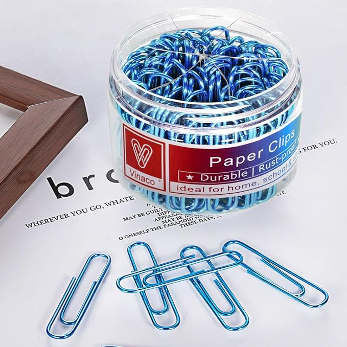 Vinaco Blue Paper Clips, 1.3" & 2" Paper Clips, Durable & Rustproof - Image 6