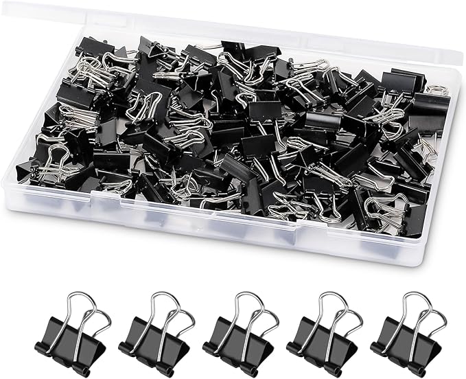 Ufmarine 120 Pcs Mini Binder Clips, Small Binder Clips Black, 15mm Paper Clips by Ufmarine