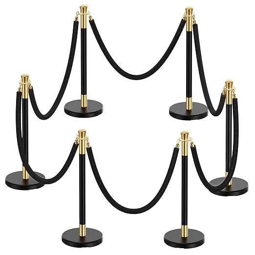 6pcs Sturdy Stanchion Posts, Water/Sand/Concrete Fillable Leakproof Base by CAMMOO
