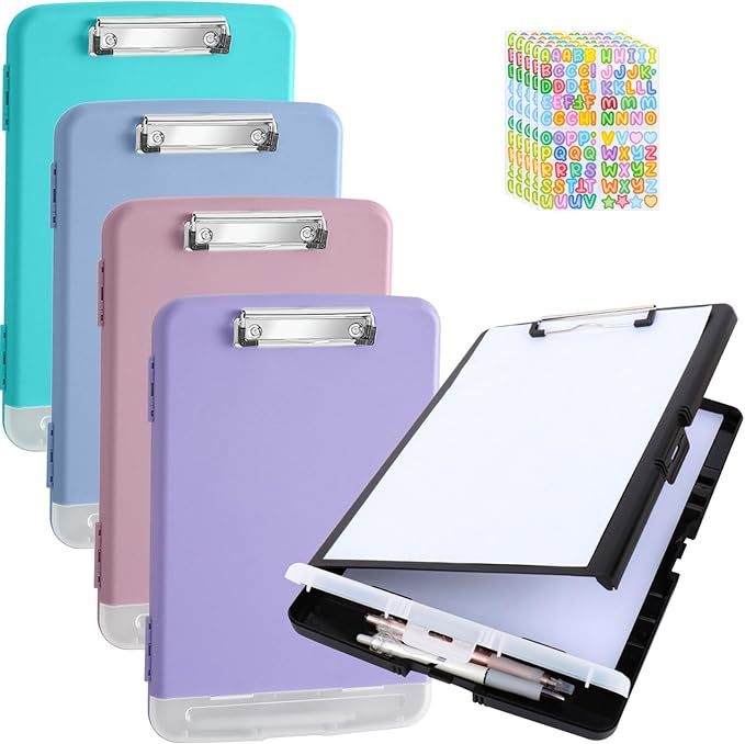 5 PCS Clipboard with Storage High Capacity Plastic Clipboard with Pen Holder by CAPHONT