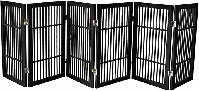 Pet Dog Gate Strong and Durable Freestanding Folding Acacia Hardwood Portable by Urnporium