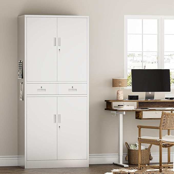 Metal Storage Cabinet with 2 Drawers 71" H - Image 2