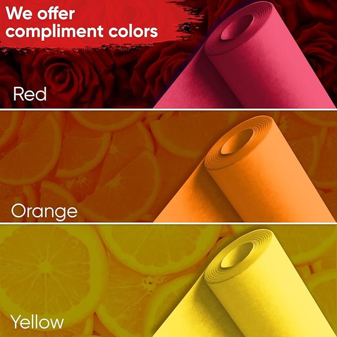 48" x 1200" Yellow Kraft Paper Roll, 45 lbs Thickness, Made in USA Colored - Image 7