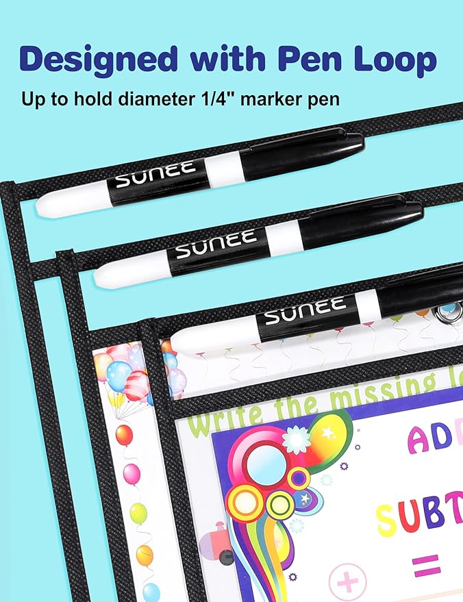 SUNEE 6 Packs Oversized Reusable Dry Erase Pocket Sleeves - Image 4