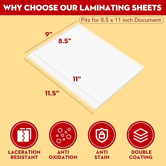 CAREGY 520 Pack Laminating Sheets, Thermal Laminating Plastic Paper Laminator - Image 2