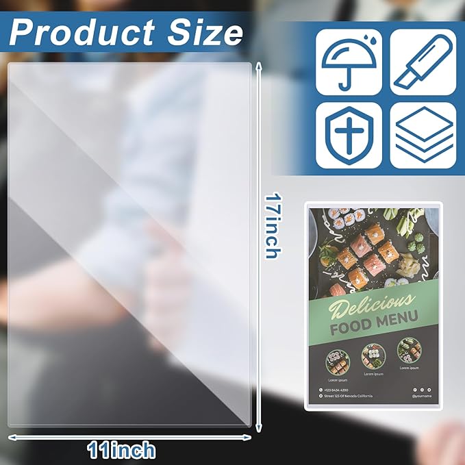 Henoyso 75 Pcs 11" x 17" Rigid Print Protectors, Heavy Duty Hard Plastic Sheet - Image 3