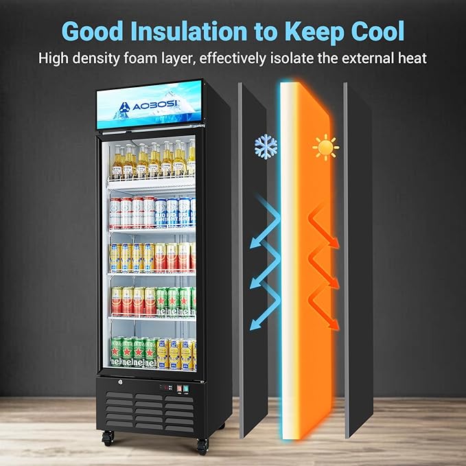 AAOBOSI Commercial Merchandiser Refrigerator, 17.09Cu.Ft Glass Door Display - Image 7
