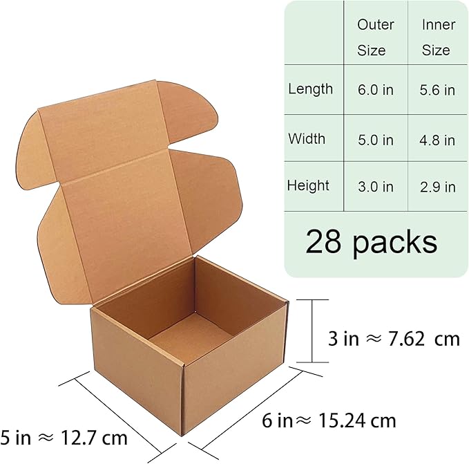 6x5x3 inch Shipping Boxes，Bulk 28 Pack，Brown Corrugated Mailers Cardboard - Image 5