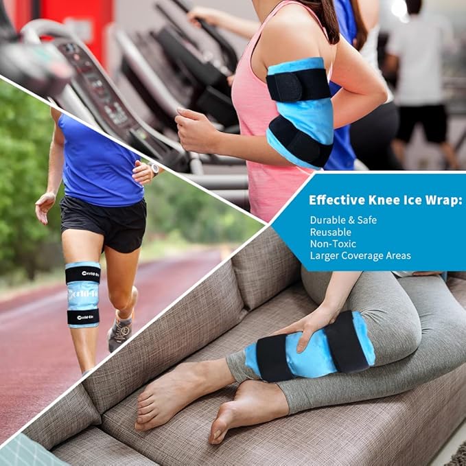 Knee Ice Pack Wrap 14.7" x 10.4", Reusable & Flexible Gel Cold Pack - Image 6
