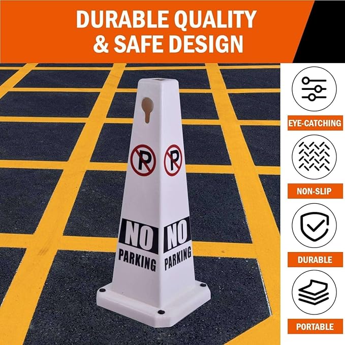 No Parking Sign, 26.4-Inch Traffic Safety Cone, High-Visibility, Weatherproof - Image 4