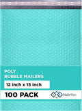 Teal Large Poly Bubble Mailers 12x15 inch | Self Seal Padded Envelopes by MAILERVIEW