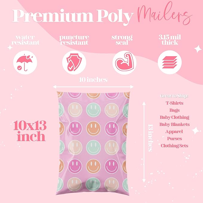 14.5x19 Designer Poly Mailer 100 Pack Heavy Duty Waterproof Self Seal Shipping - Image 5