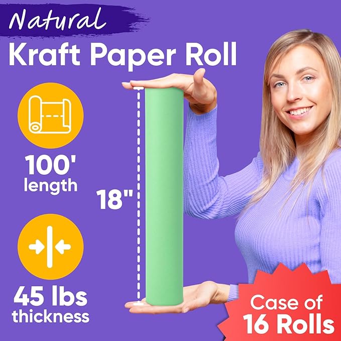 18" x 1200" Light Green Kraft Paper, 45 lbs Thickness, Made in USA Kraft Paper - Image 2