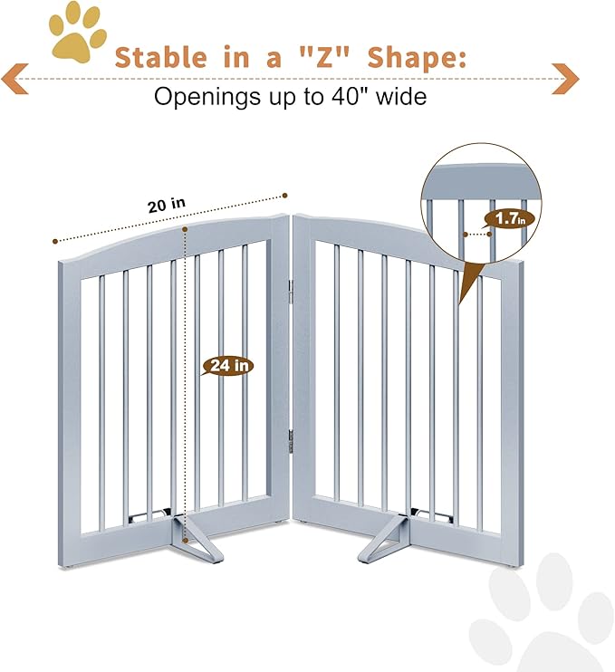 Freestanding Pet Gate for Dogs, Foldable Wooden Dog Gate for House, Indoor Pet - Image 5