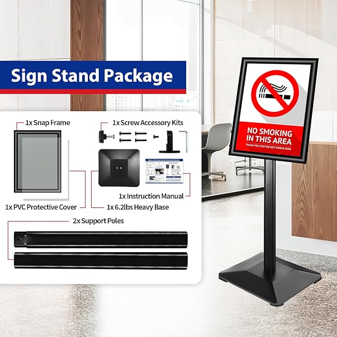 Pedestal Sign holder Stand 11x17inch Adjustable Standing Floor Sign Stand - Image 7