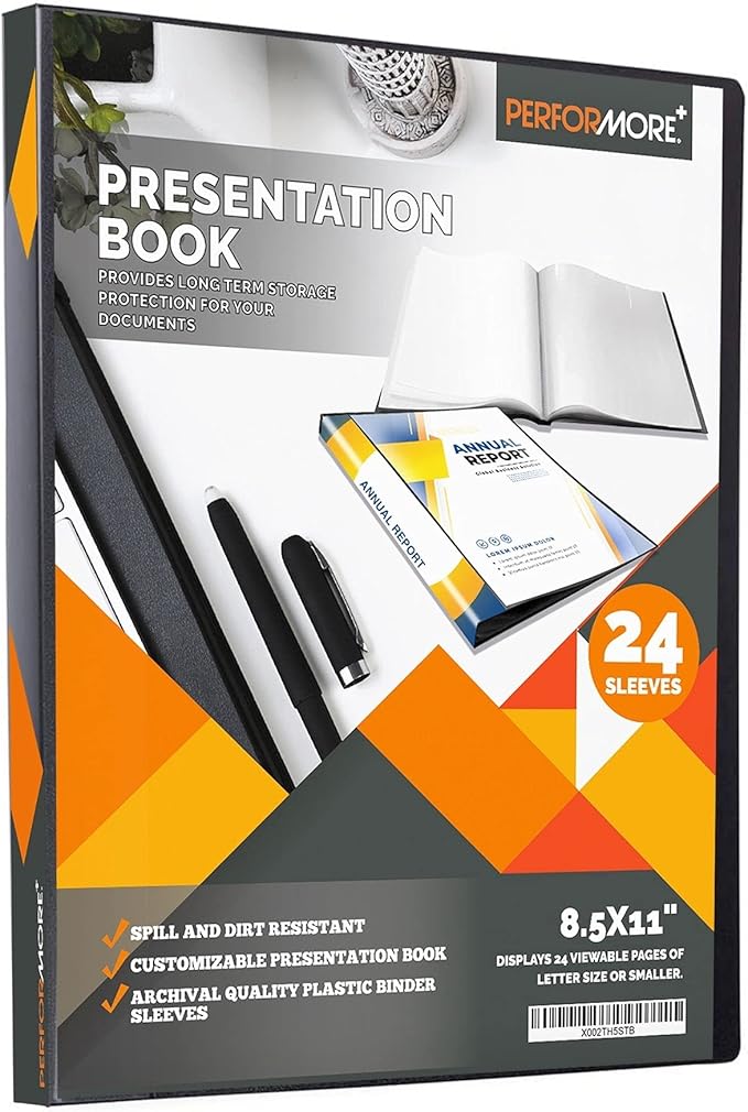 Performore 24-Pocket Presentation Book Folder | 8.5" x 11" Plastic Display by RingBinder