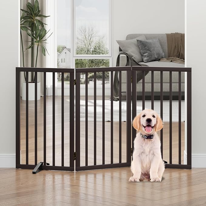 Dog Gates for Doorways, Tall Dog Gate Indoor, Foldable Pet Gates for Doorways by Algherohein